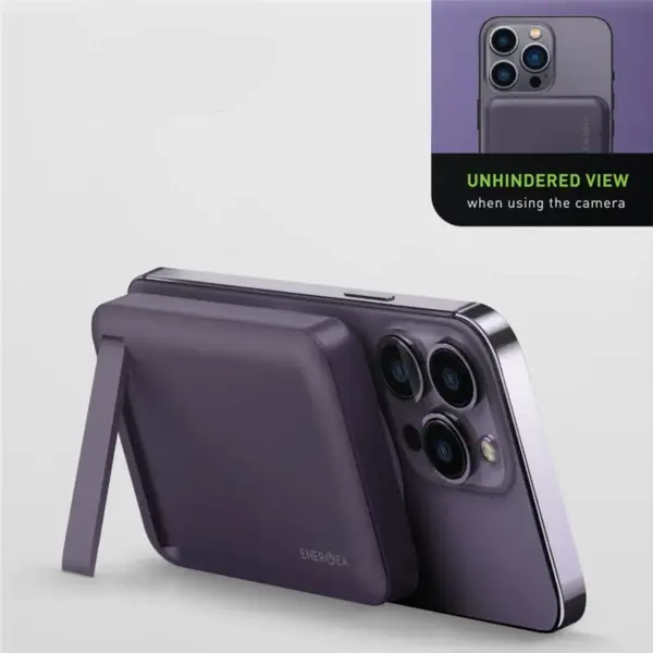 ENERGEA MAGPAC MINI | MAGSAFE COMPATIBLE POWER BANK WITH BUILT-IN VIDEO STAND | PD10000MAH | PURPLE
